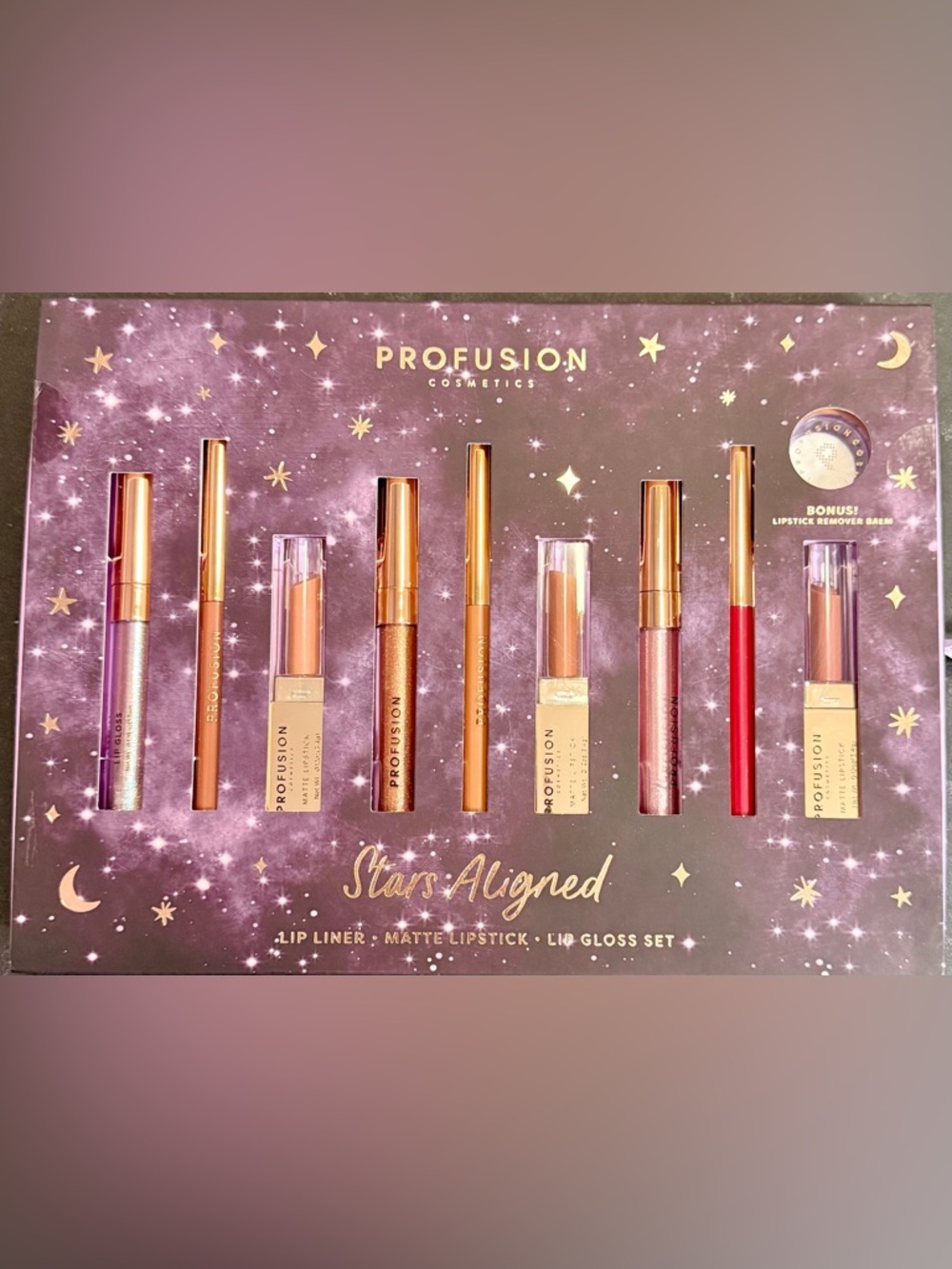 NIB Profusion Cosmetics Stars Aligned 10-Pc Lip Kit Set - Matte & Gloss
